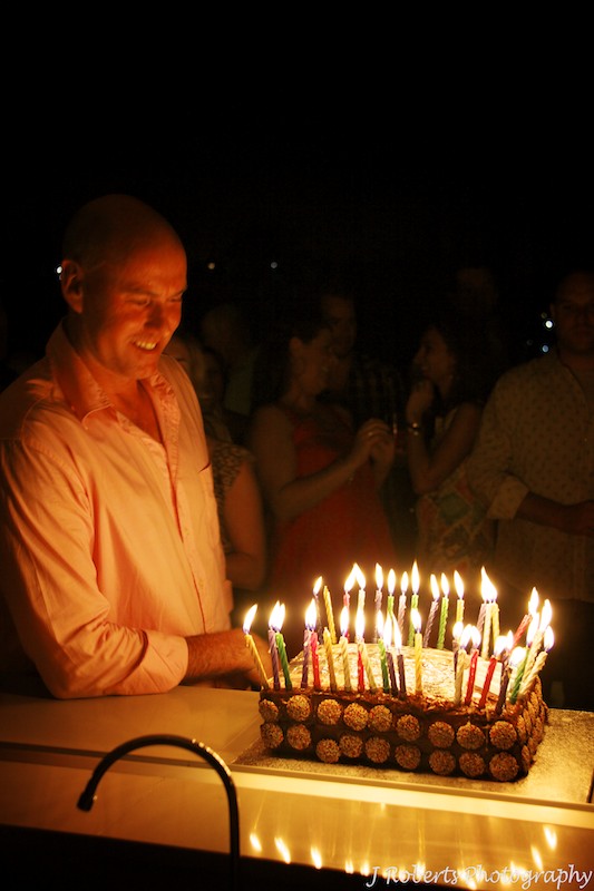 Birthday boy with cake - party photography sydney